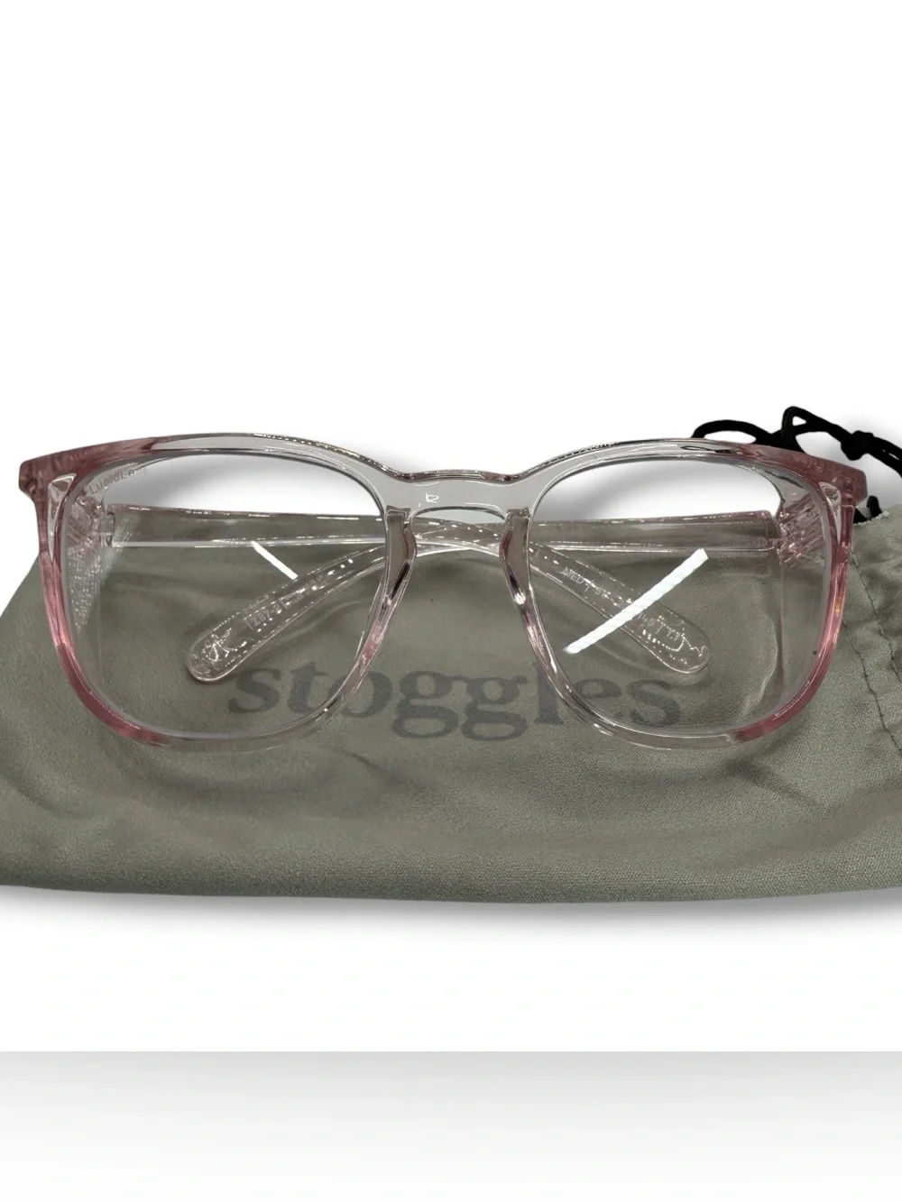 Stoggles Square Z87.1 Safety Glasses Blush Pink Anti Fog Blue Light UV READ